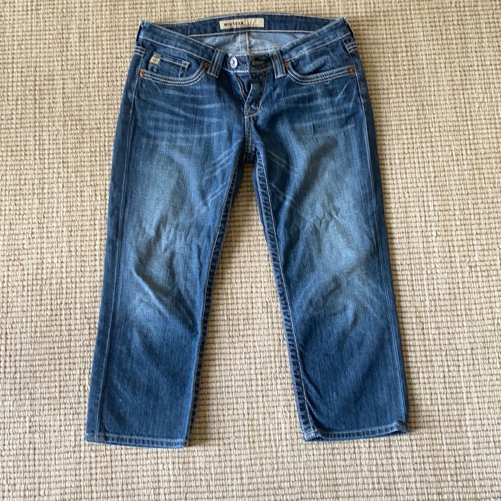 Big Star Crop  Distressed Dark Jeans Size 27